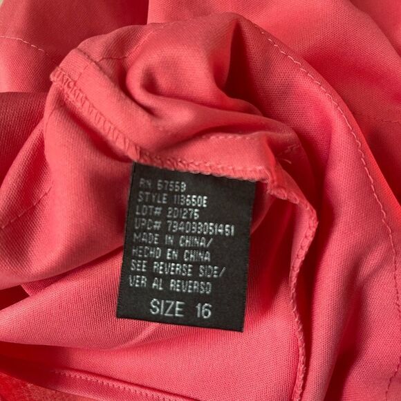 NWT S. L. Fashions Peach layered ruffles dress white beaded neck line dr… - Picture 6 of 8